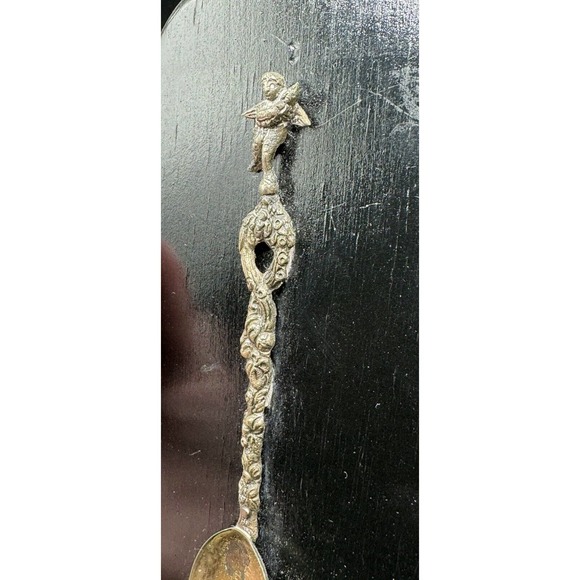 Antique Italian Bordini Ornate Fork and Spoon Serving Cherubs On Plaques -S84 - Picture 8 of 12